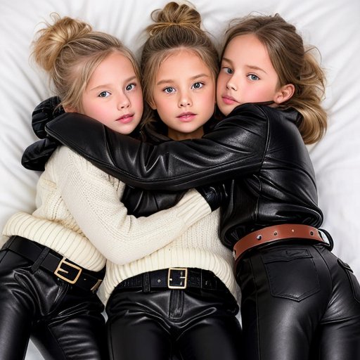 two_8_years_old_blond_girls_both_wear_wide_comfortable_black_lea