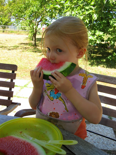 Sophie enjoying watermelon.JPG