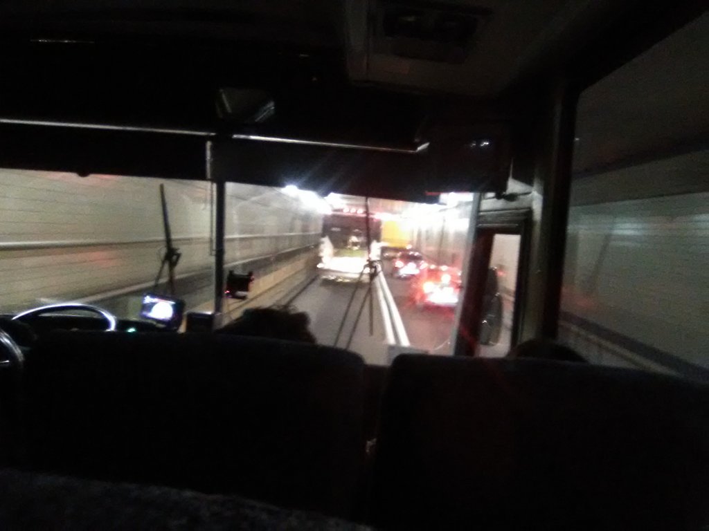 Lincoln tunnel by Greyhound Bus