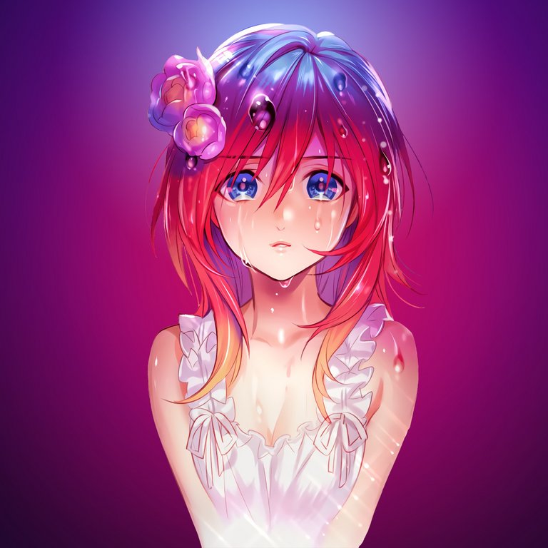 anime-girl-water-drops-red-head-