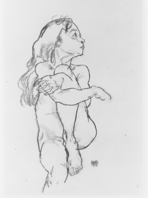 Schiele, Egon, Nude Girl Holding